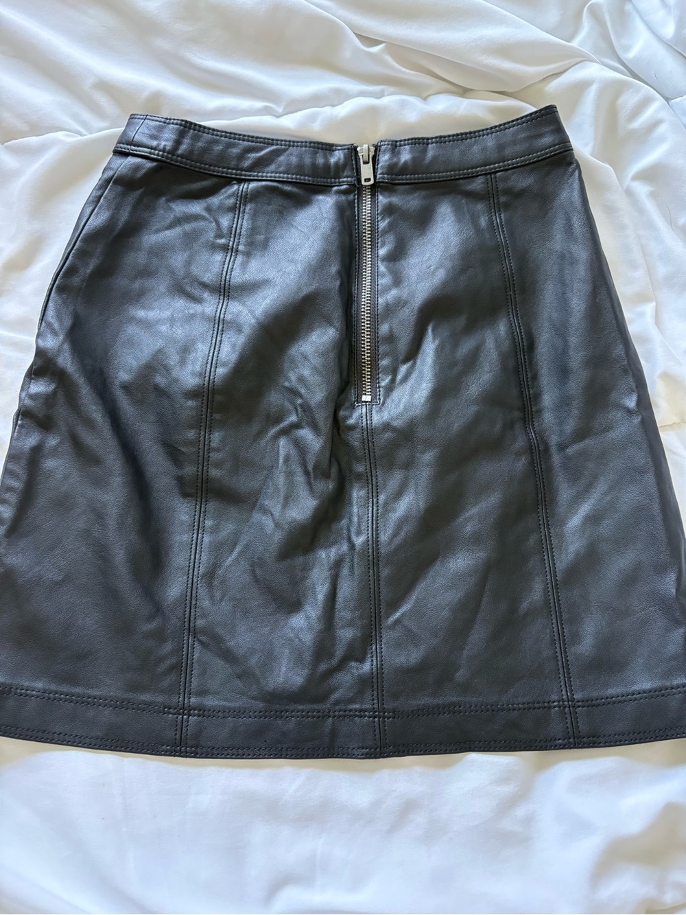 Abercrombie & Fitch Black Leather Mini Skirt with Front Slit - Picture 3 of 3